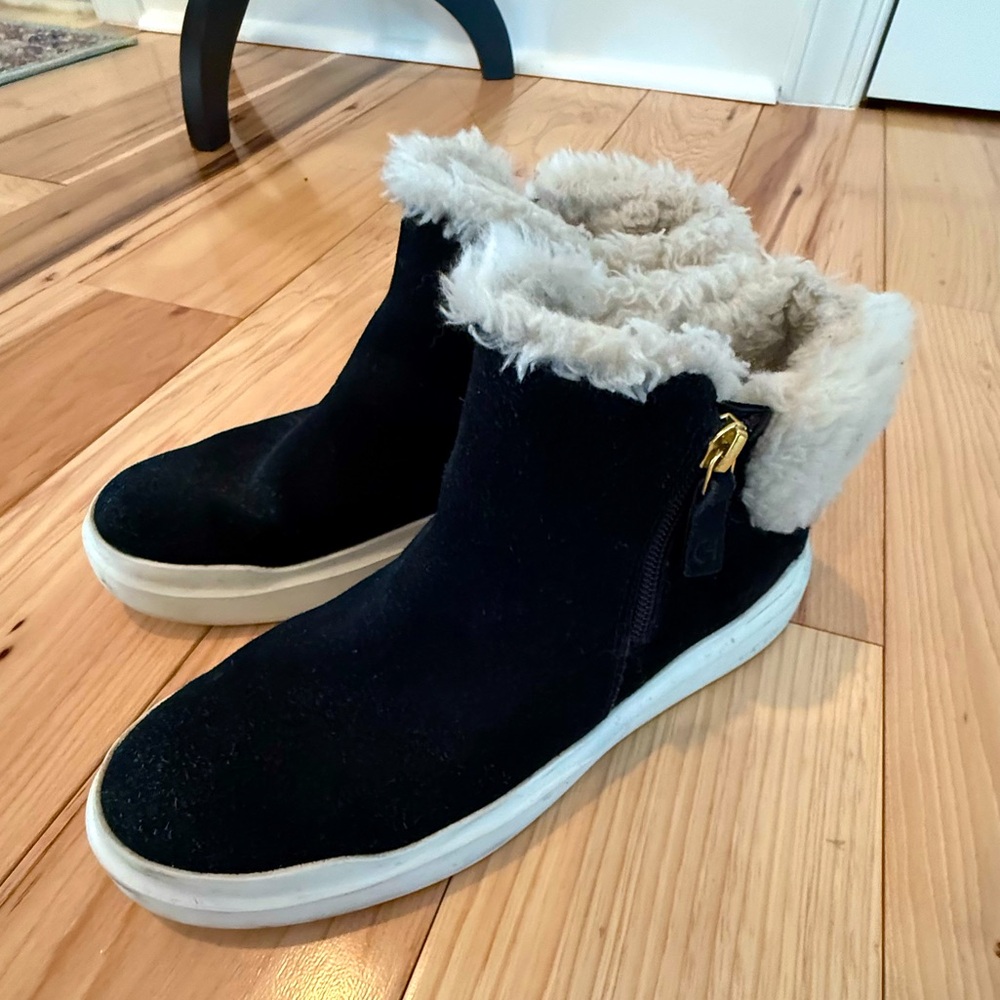 Cole Haan Grand pro rally Leather sneaker boots with faux shearling size 7